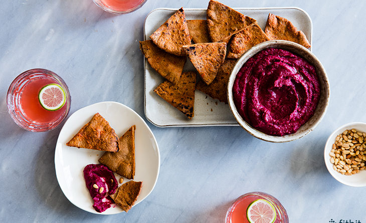 Healthy Recipe: Beet Hummus with Spiced Pita Chips
