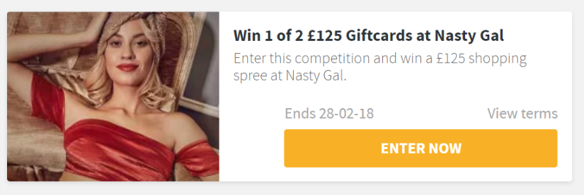 COMPETITION: Win 1 of 2 £125 Giftcards at Nasty Gal
