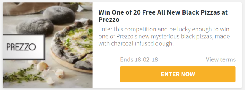 COMPETITION: Win One of 20 Free All New Black Pizzas at Prezzo