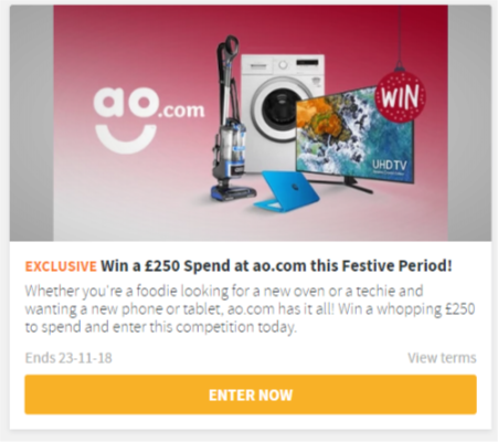 Win £250 to spend at ao.com