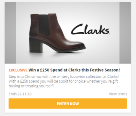Win £250 to spend at Clarks