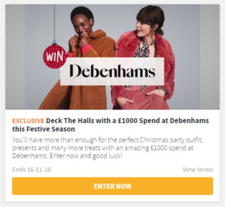 Win £1000 Spend at Debenhams