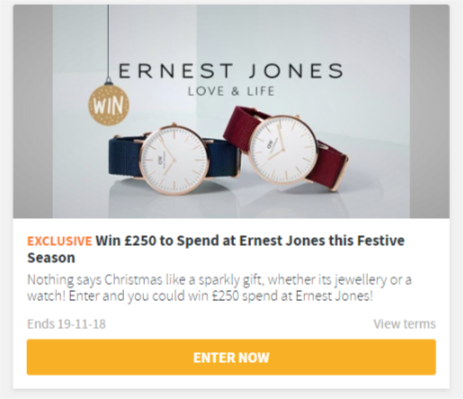 Win £250 to Spend at Ernest Jones