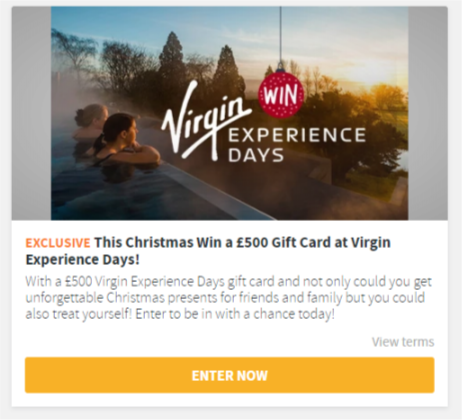 Win £500 to spend at Virgin Experience Days