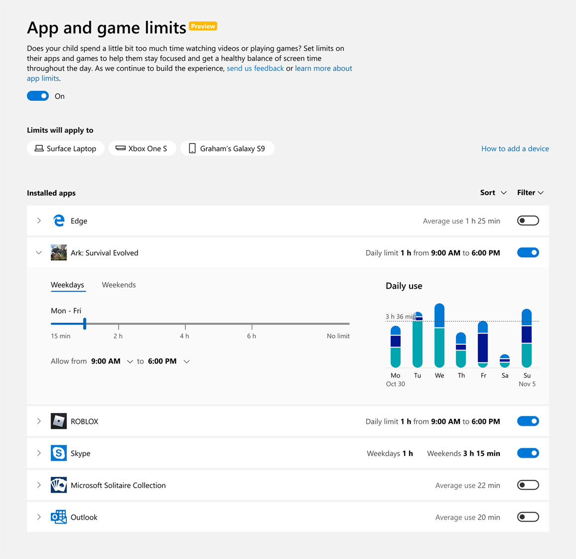 Introducing App and Game Limits for Family Settings