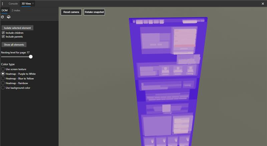 Debug z-index stacking content with 3D View in the Microsoft Edge DevTools