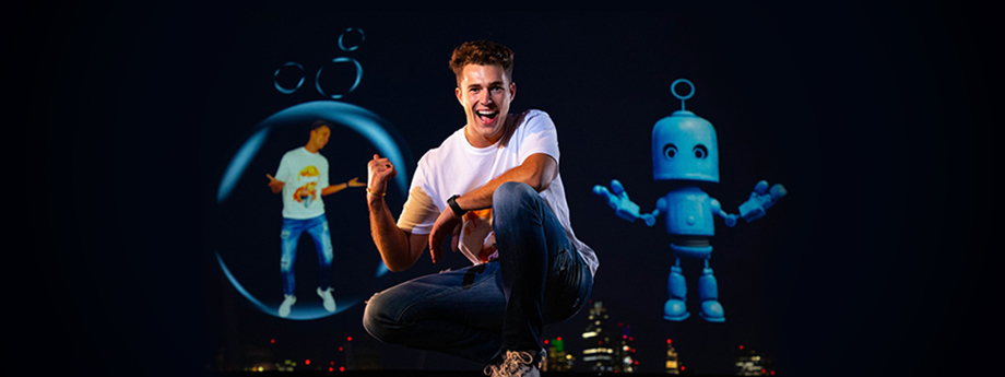 Dancing Duo AJ and Curtis Pritchard take to the skies as supersize holograms