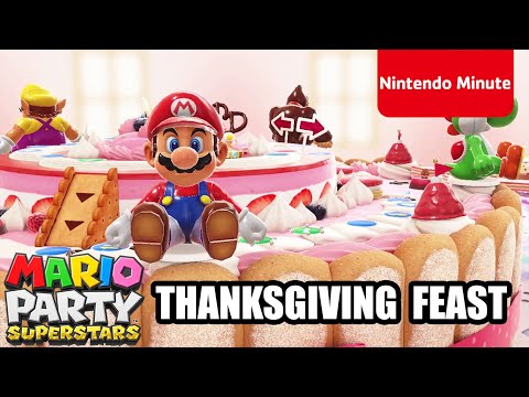 Playing Mario Party Superstars and FEASTING on Thanksgiving Food